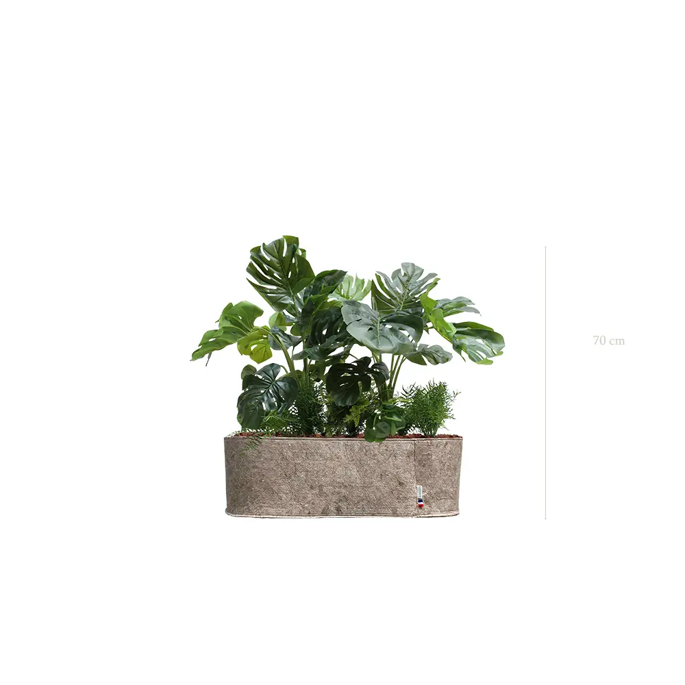Jardinière Monstera - Bac Tissu Beige - Artificiel
