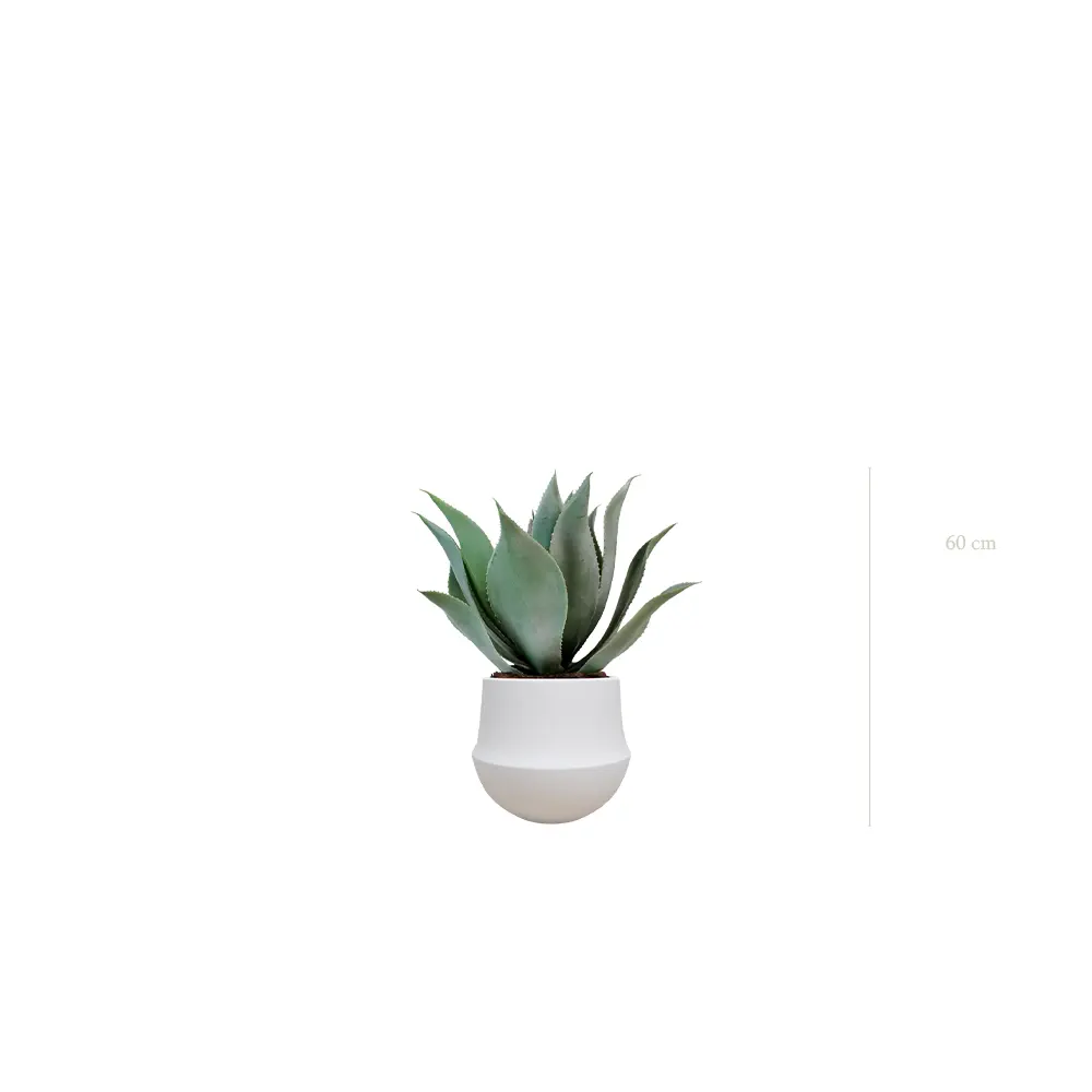L'Agave - Pot Rond Blanc - Artificiel
