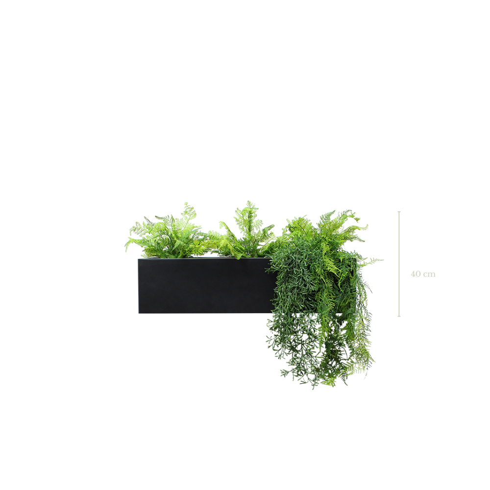 Jardinière Quito Tropicale 40 cm - Bac Noir - Artificiel