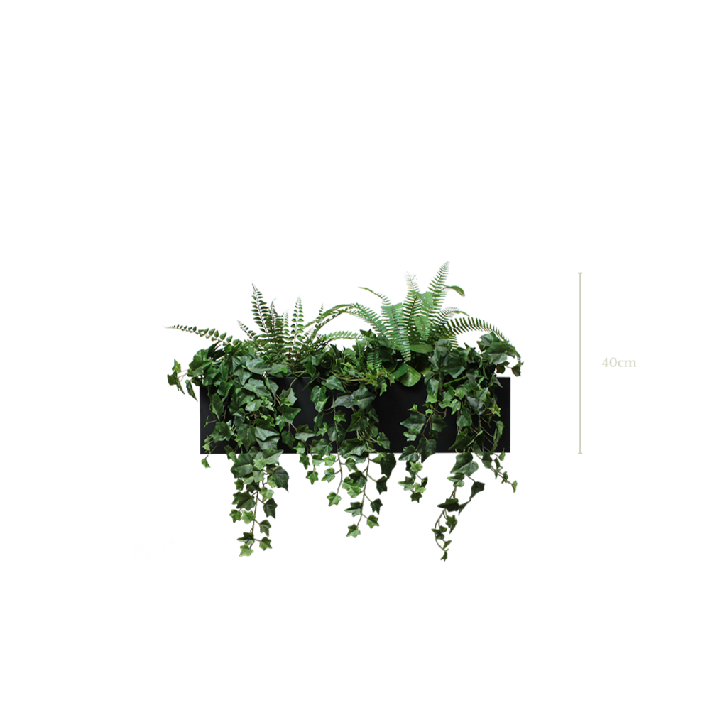 Jardinière Quito Lierres 40 cm - Bac Noir - Artificiel