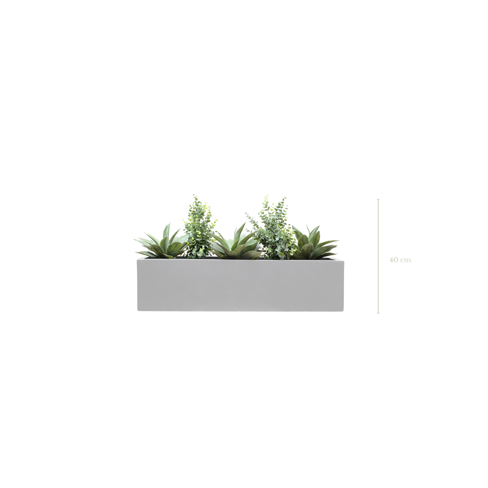 Jardinière Mexico 40 cm - Bac Blanc - Artificiel