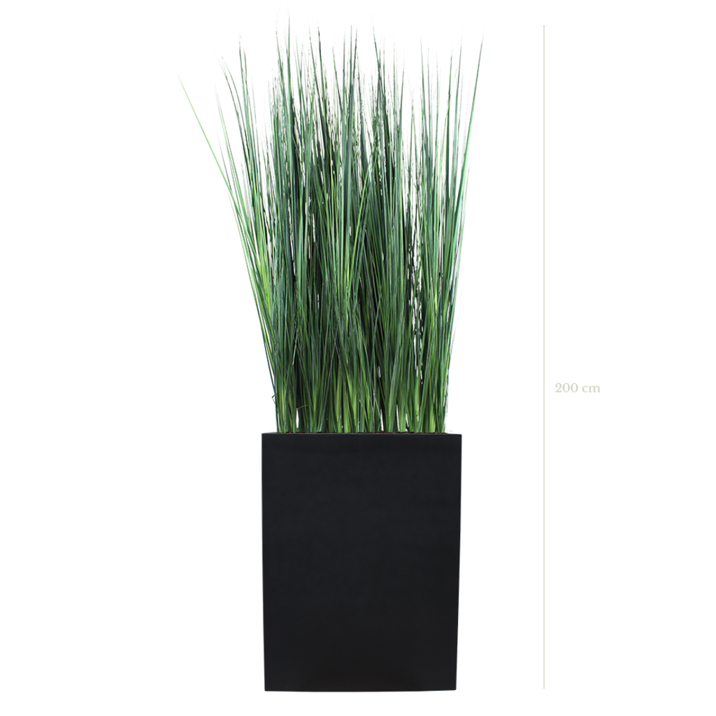 Raumteiler M. Zen-Gräser 200 cm - Schwarzer Pflanzkübel #Künstlich