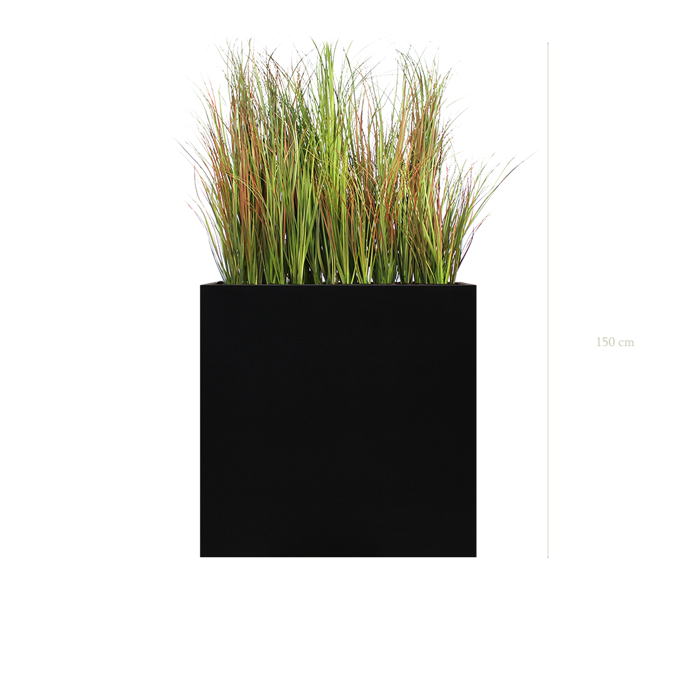 Raumteiler L. Skandinavische Gräser 150 cm - Schwarzer Pflanzkübel #Künstlich
