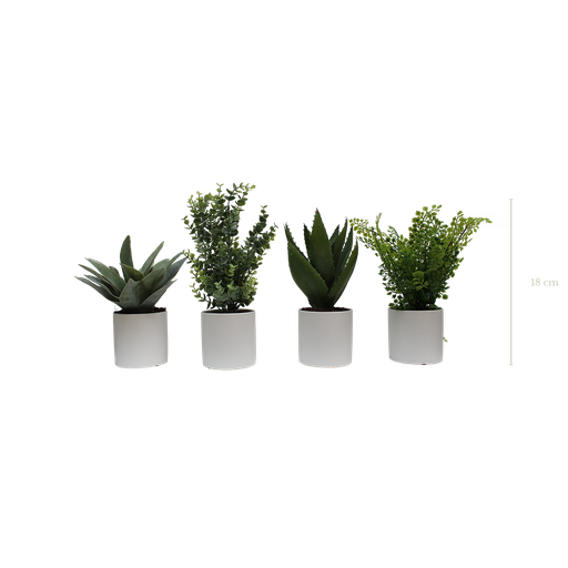 Set mit 4 bepflanzten Zylindern - Weiße Töpfe #Künstlich