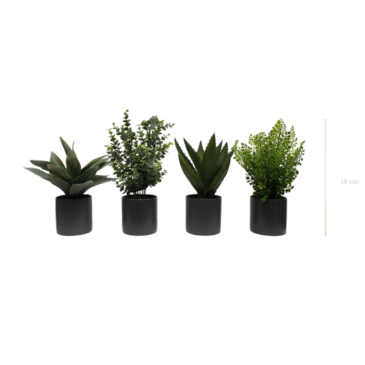 Lot de 4 cylindres végétalisés - Pots Gris - Artificiel