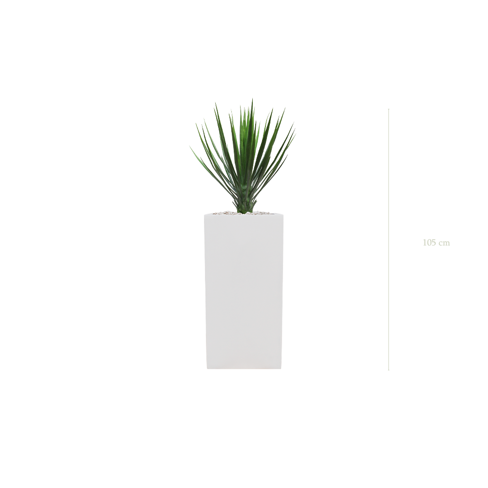Le Yucca - Cube Haut Blanc - Extérieur - Artificiel