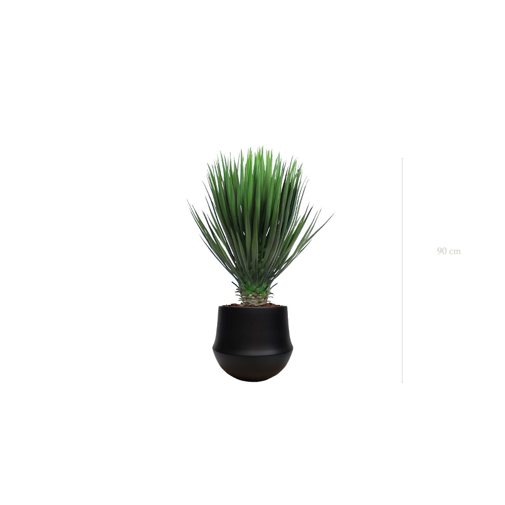 Le Yucca - Pot Rond Noir - Artificiel