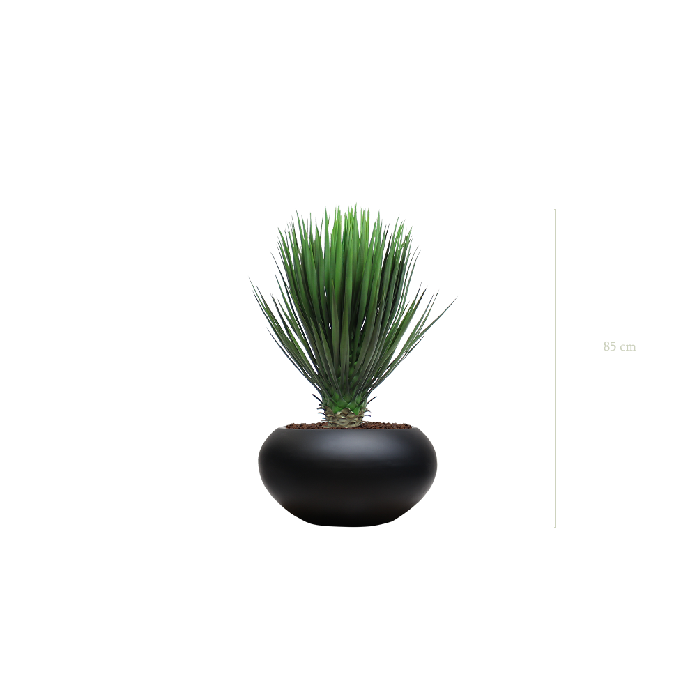 Le Yucca - Pot Ovale Noir - Artificiel