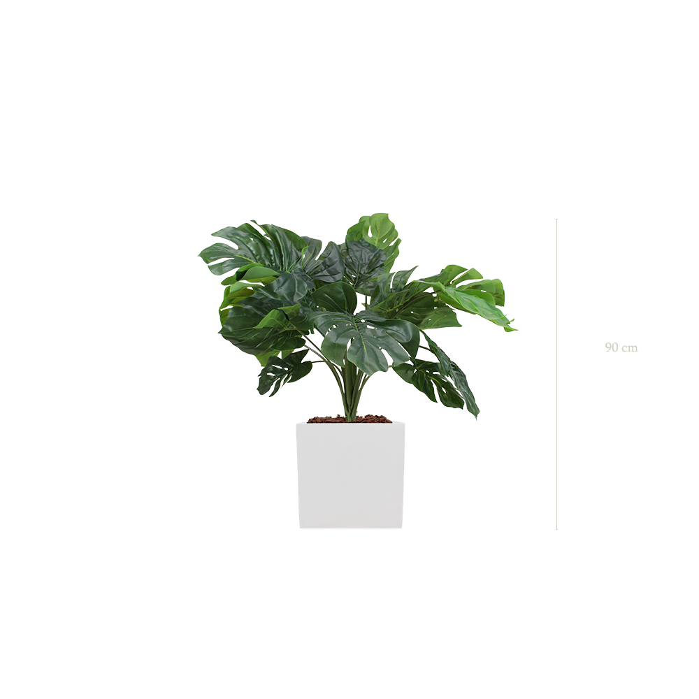 La Petite Monstera - Cube Blanc - Artificiel