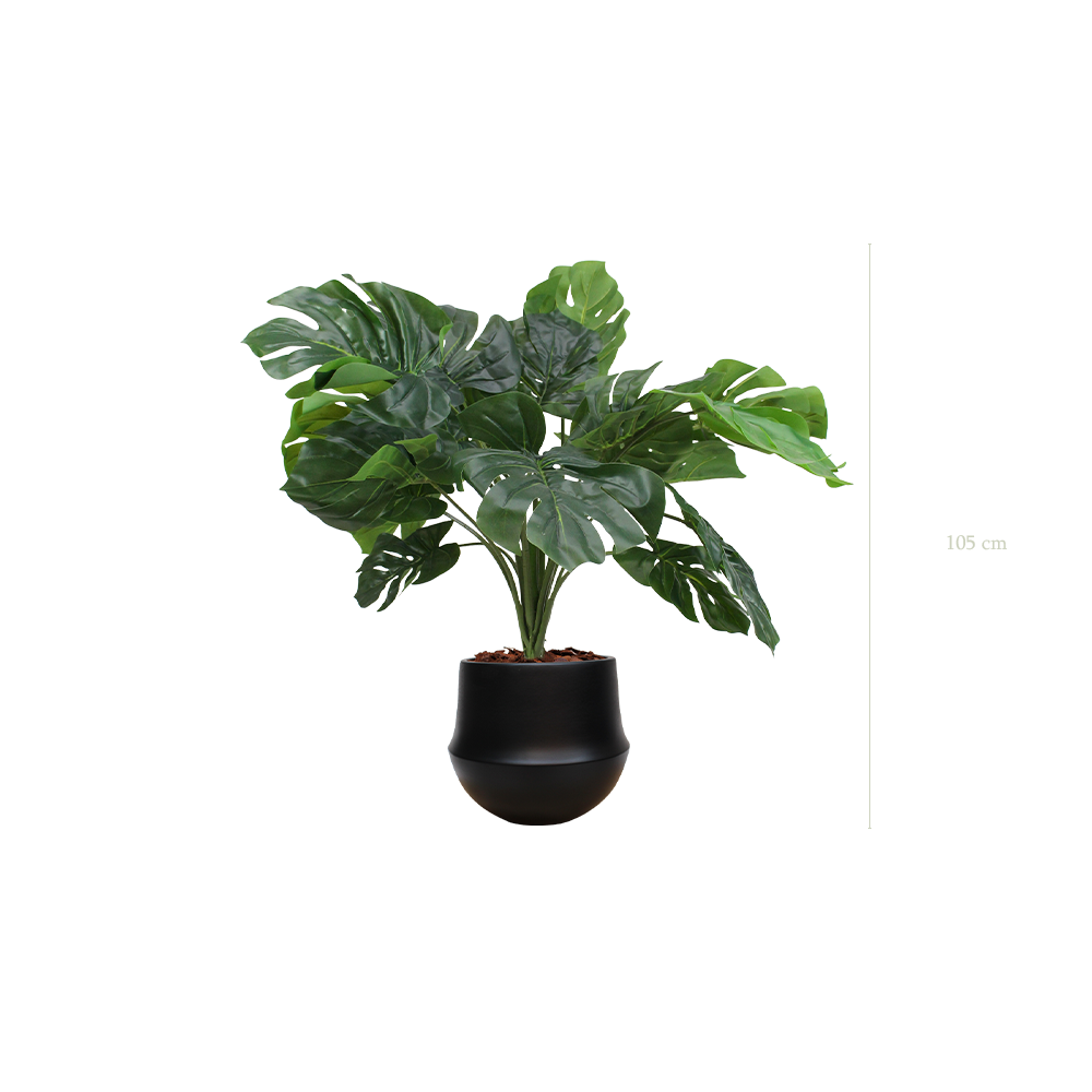 La Petite Monstera - Pot Rond Noir - Artificiel