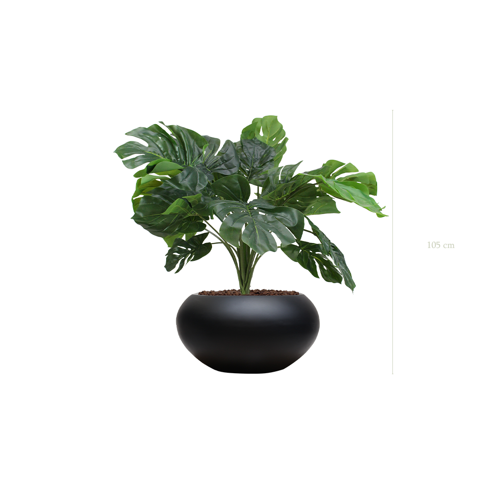 La Petite Monstera - Pot Ovale Noir - Artificiel
