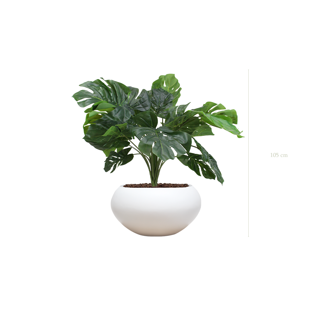 La Petite Monstera - Pot Ovale Blanc - Artificiel