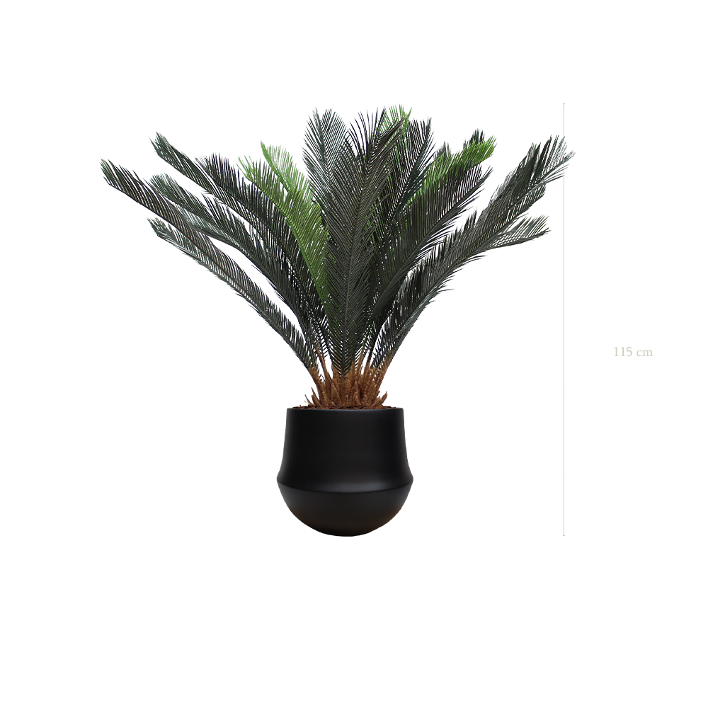 The Cycas H. 125 cm in a black round pot #Artificial