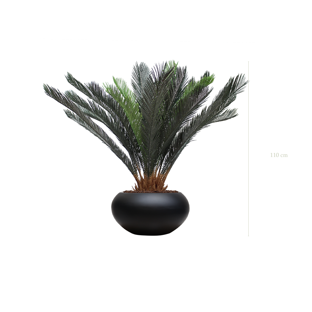Le Cycas - Pot Ovale Noir - Artificiel