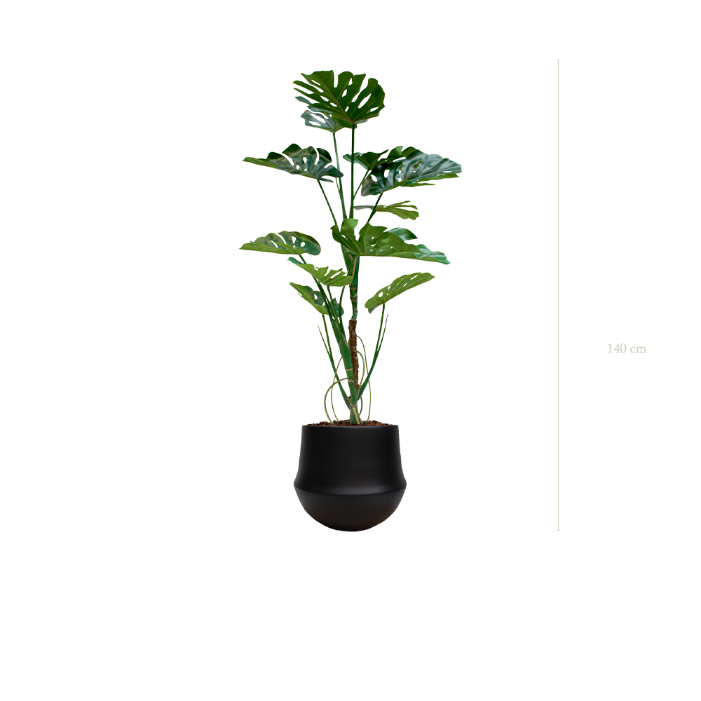 La Monstera - Pot Rond Noir - Artificiel