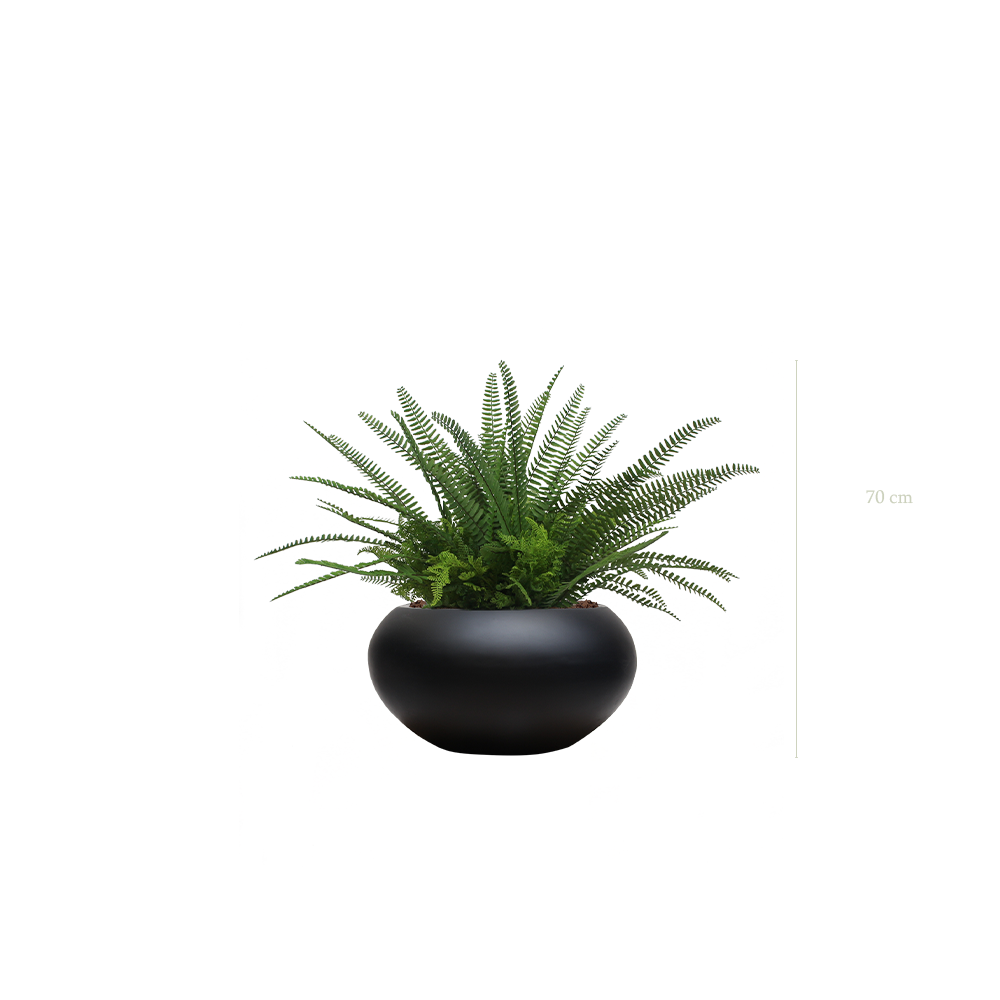 La Fougère - Pot Ovale Noir - Artificiel
