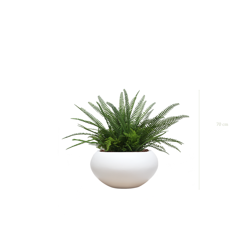 La Fougère - Pot Ovale Blanc - Artificiel