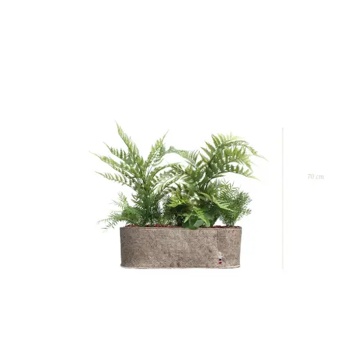 [A-J1-TI3] Jardinière Amazonie - Bac Tissu Beige - Artificiel