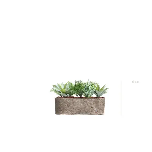 [A-J5-TI3] Planter Mexico – Beige Fabric Planter Box #Artificial